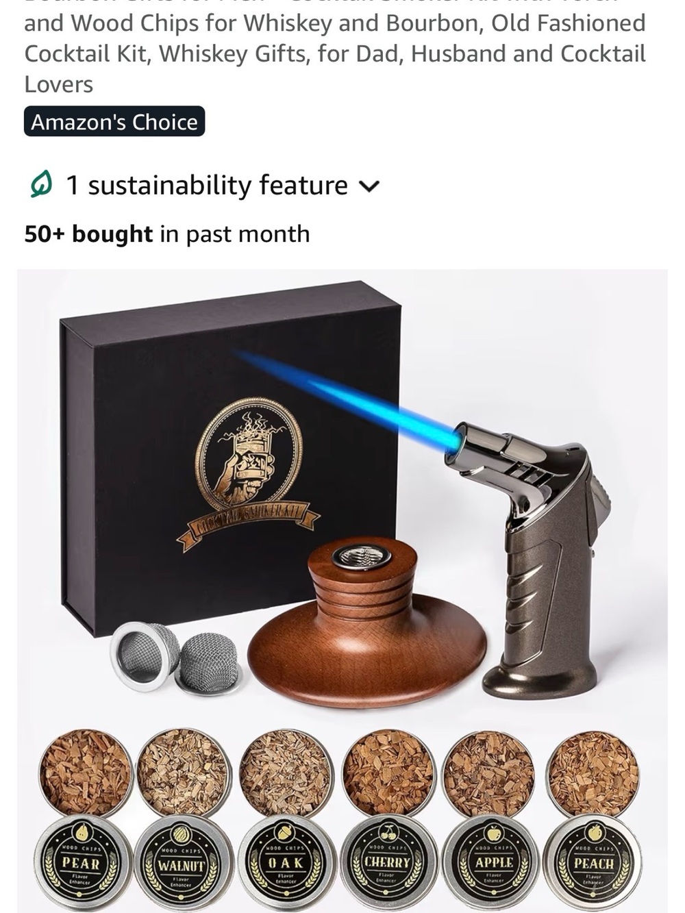 NEW**Whiskey Cocktail Smoking Kit with Torch and Wood Chips